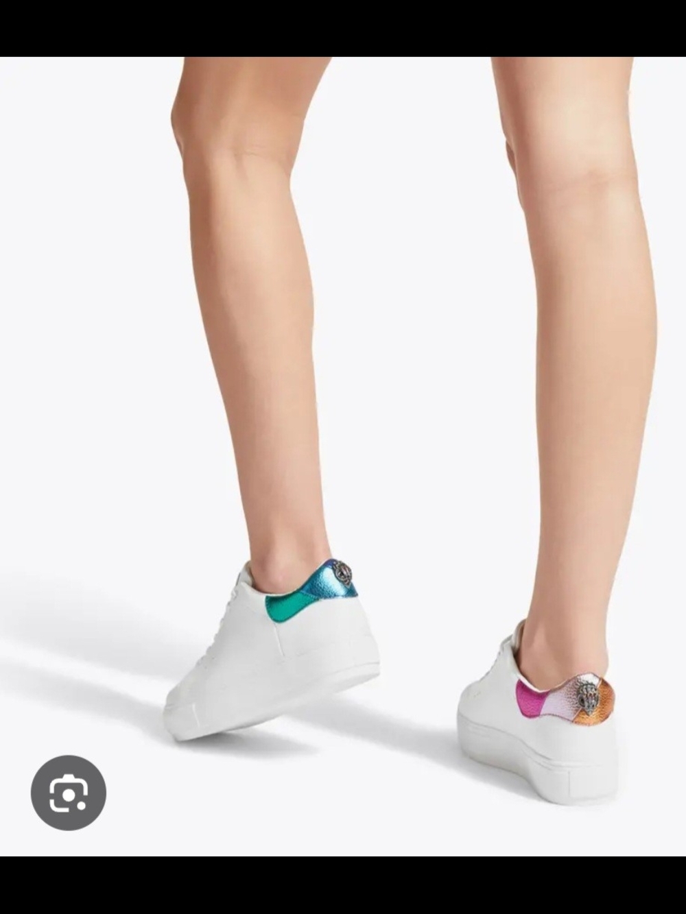 Kurt Geiger White Platform Sneakers with Iridescent Heel Accents